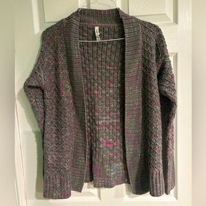 Aeropostale Gray and Pink Women's Cardigan Sweater